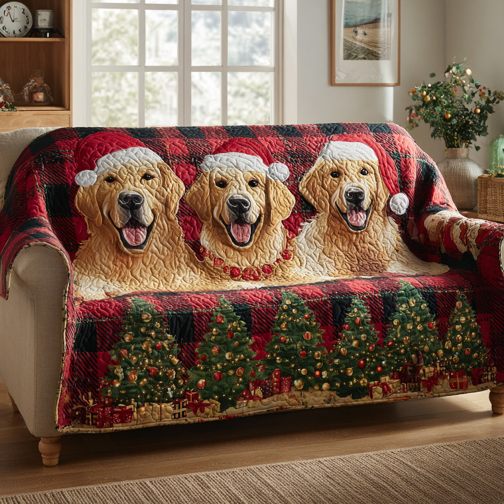 Holly Golden Retriever Quilted Sofa Cover Sofa And Loveseat Covers Dog Lover Gift for Xmas
