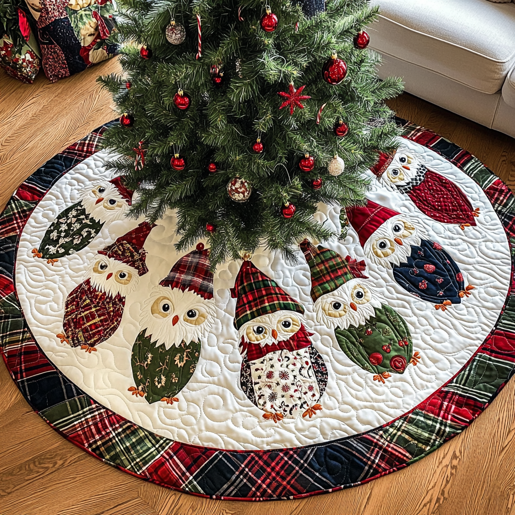 Holly Hoots Christmas Quilted Tree Skirt Thoughtful Christmas Tree Skirt Gift Idea