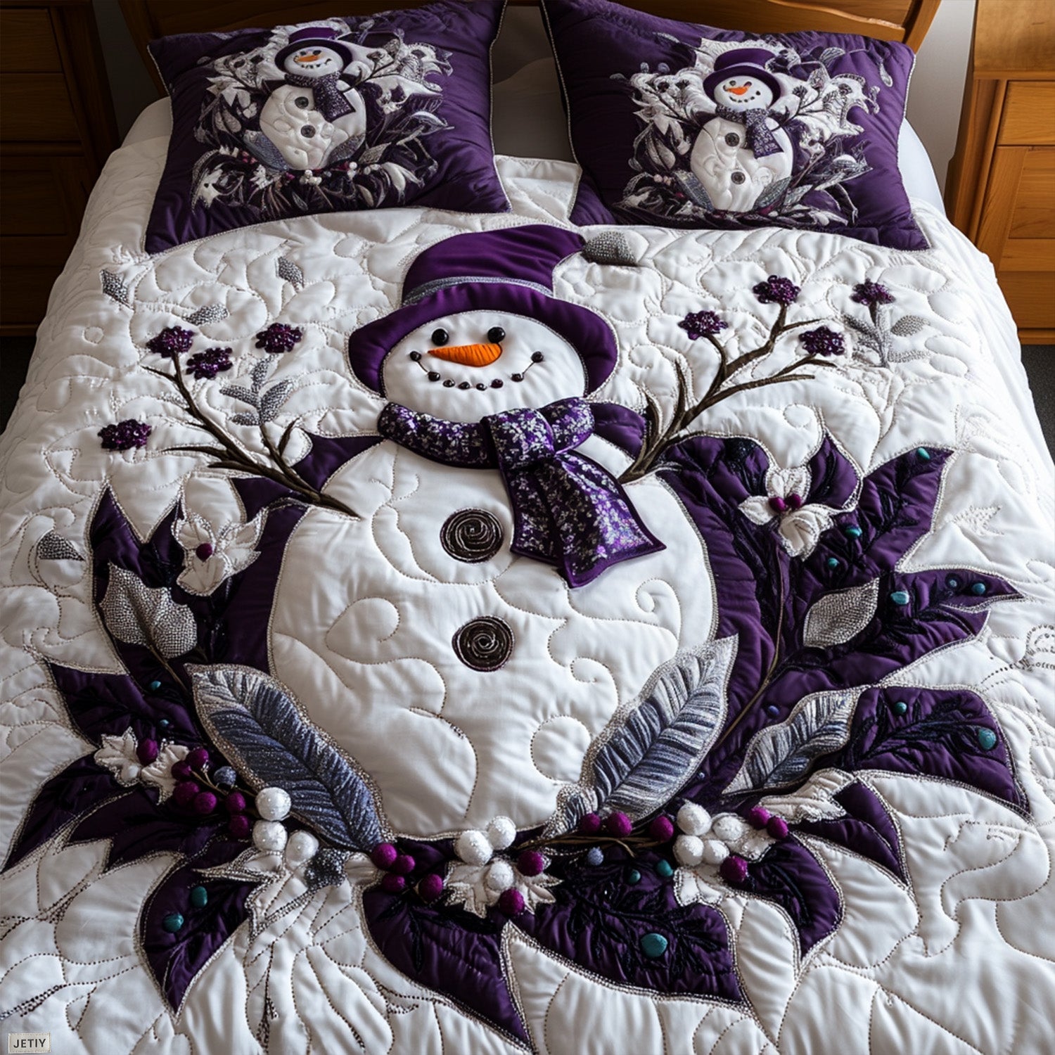 Holly Jolly Cheer Quilted Bedding Set Best Duvet Covers Christmas Gift for Mom