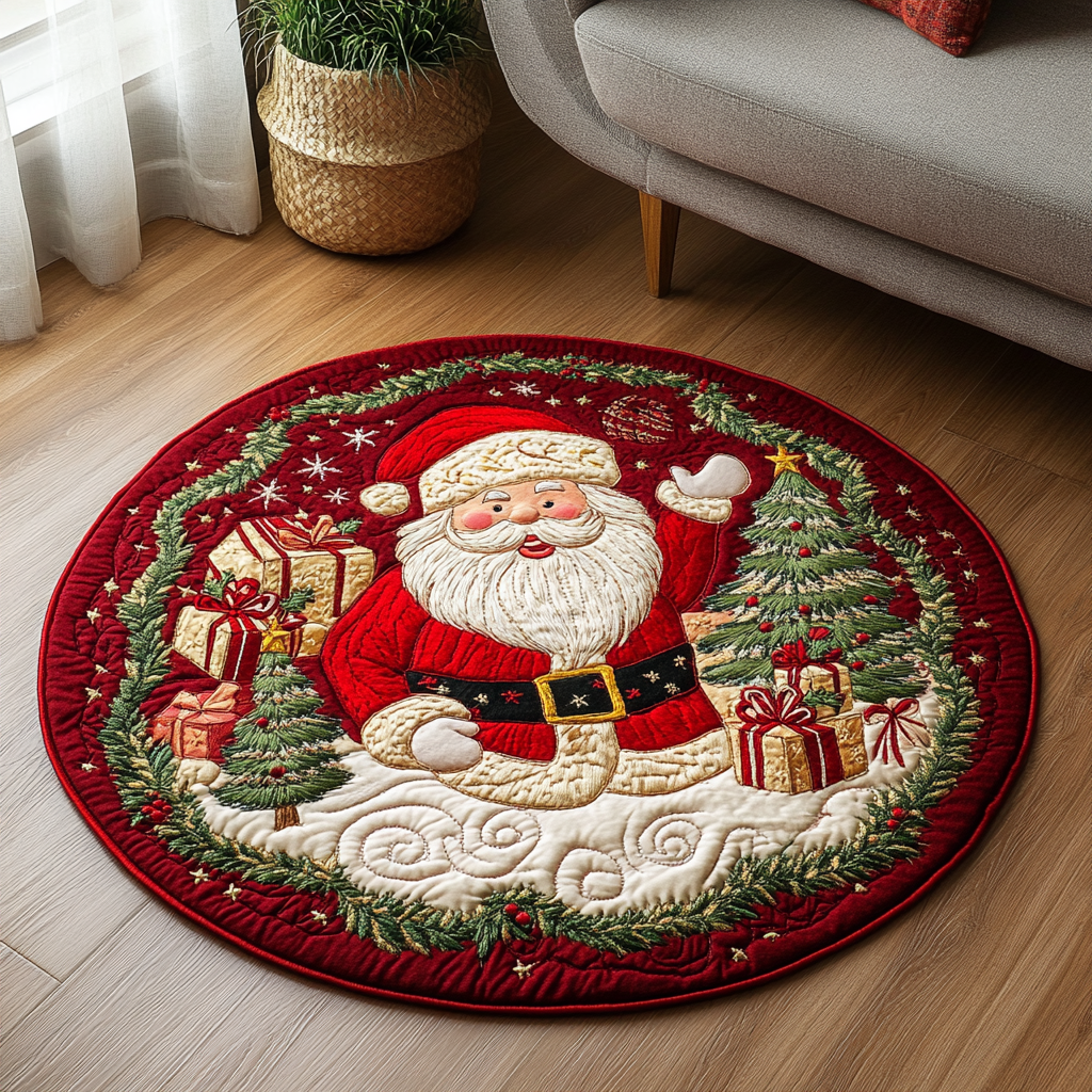 Holly Jolly Quilted Round Mat Front Entryway Ideas Christmas Baskets For Family