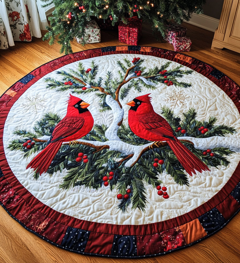 Holly Jolly Quilted Round Mat Home Entrance Decor Ideas Household Christmas Gifts
