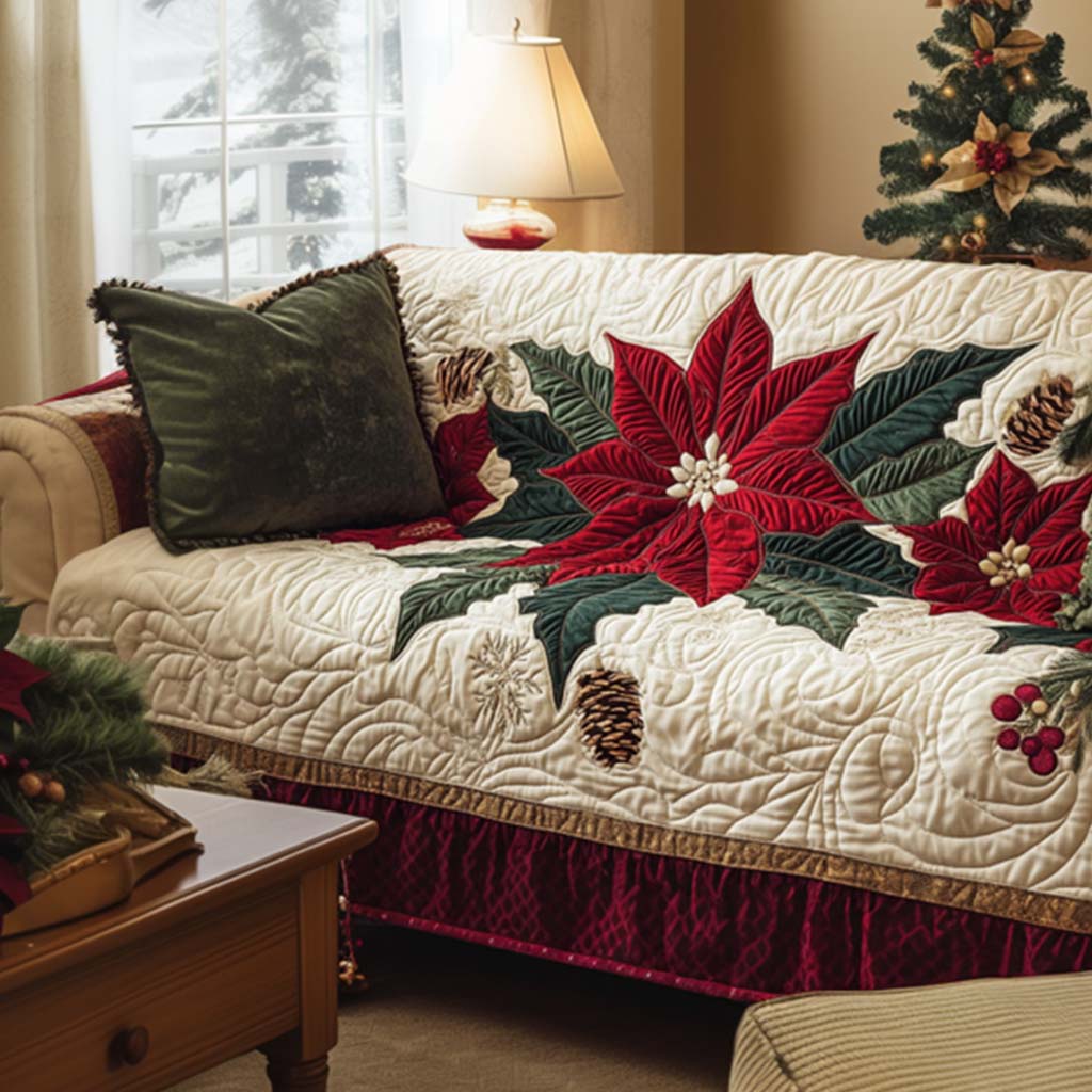 Holly Jolly Quilted Sofa Cover Santa Sofa Cover Good Gifts For Grandma