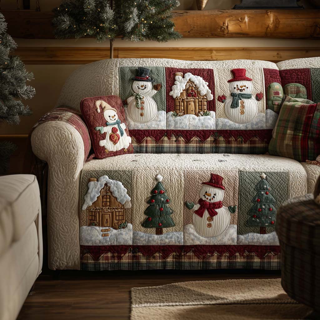 Holly Joy Quilted Sofa Cover Santa Sofa Cover Gift Ideas For Mom