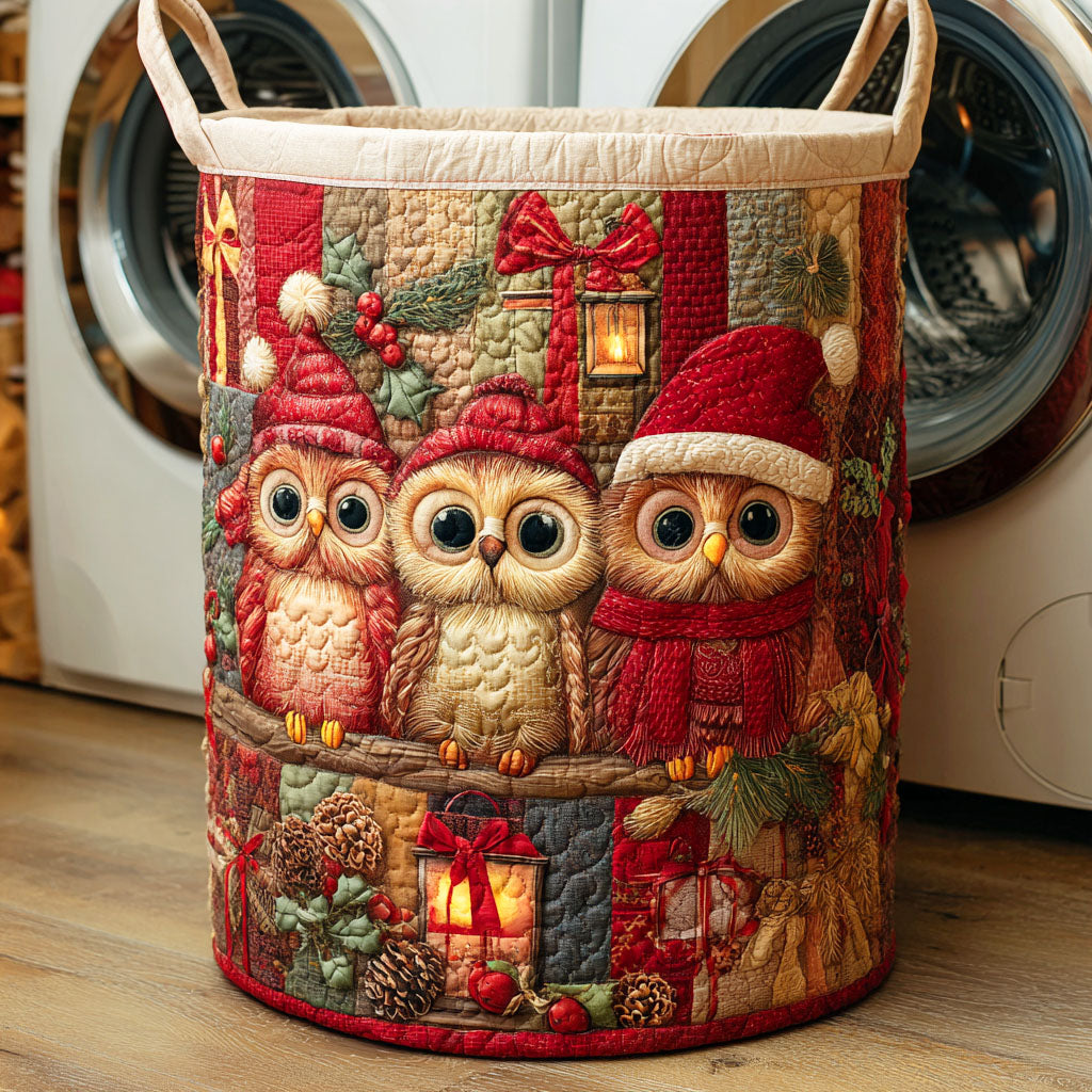 Holly Owl Quilted Laundry Basket Graduation Merch Gift