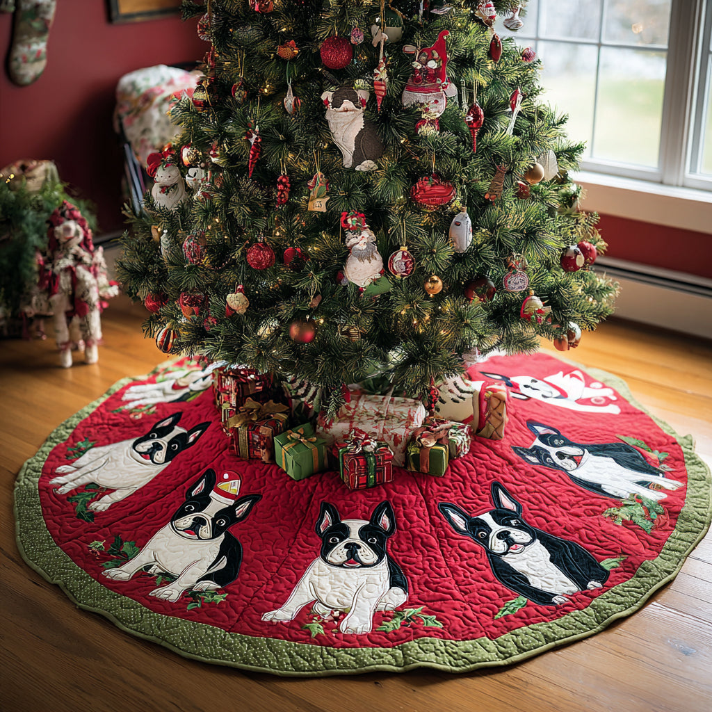 Holly Paw Wonderland Quilted Christmas Tree Skirt Winter Holiday Decor Great Dog Christmas Gifts