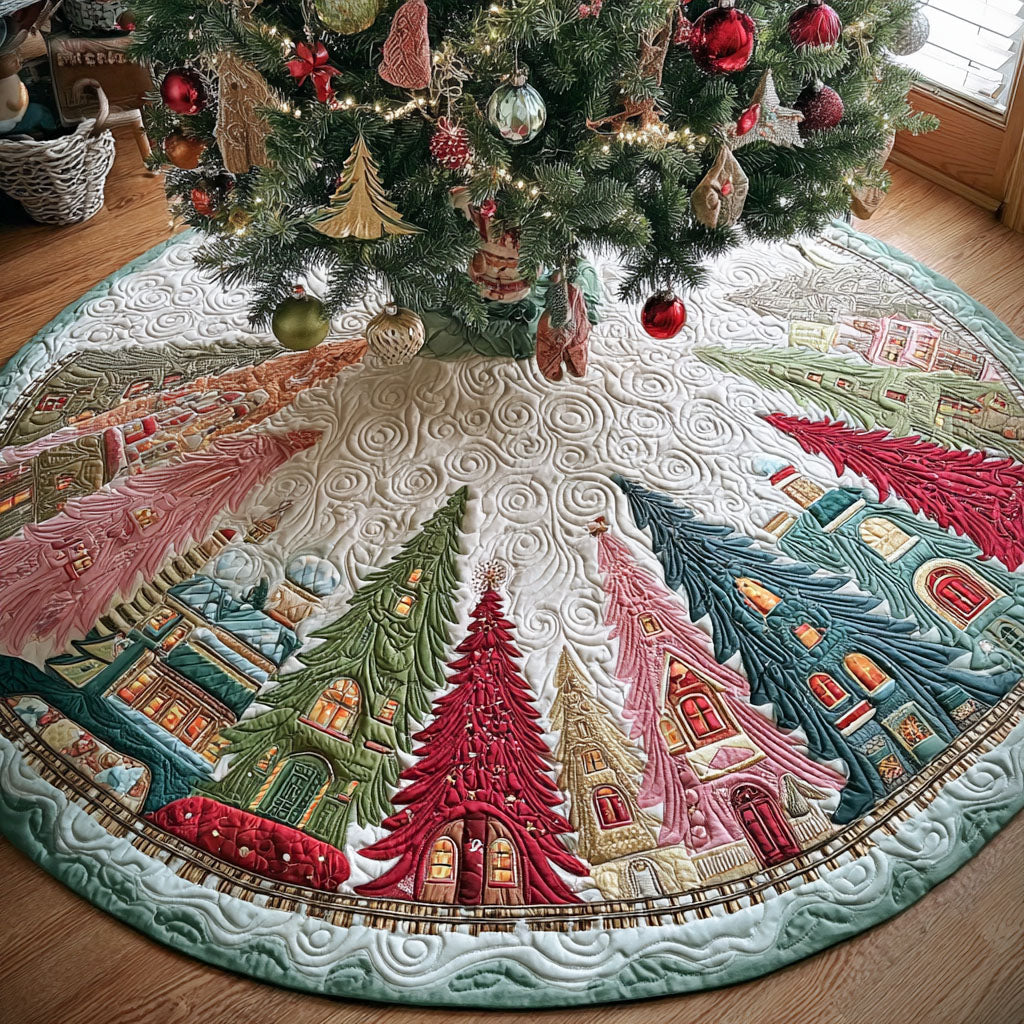 Holly Pine Hamlet Christmas Quilted Tree Skirt Holiday Home Decor Family Xmas Presents