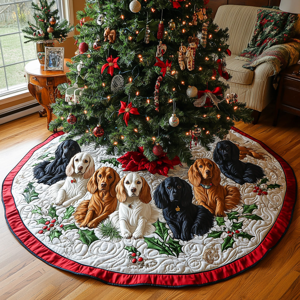 Holly Spaniel Glow Christmas Quilted Tree Skirt Holiday Decor Presents For Cocker Spaniel Lovers