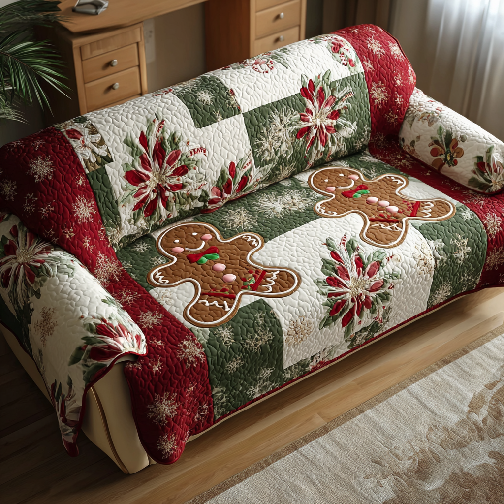 Holly Treats Quilted Sofa Cover Holiday Living Christmas Decor Unique Gifts Family