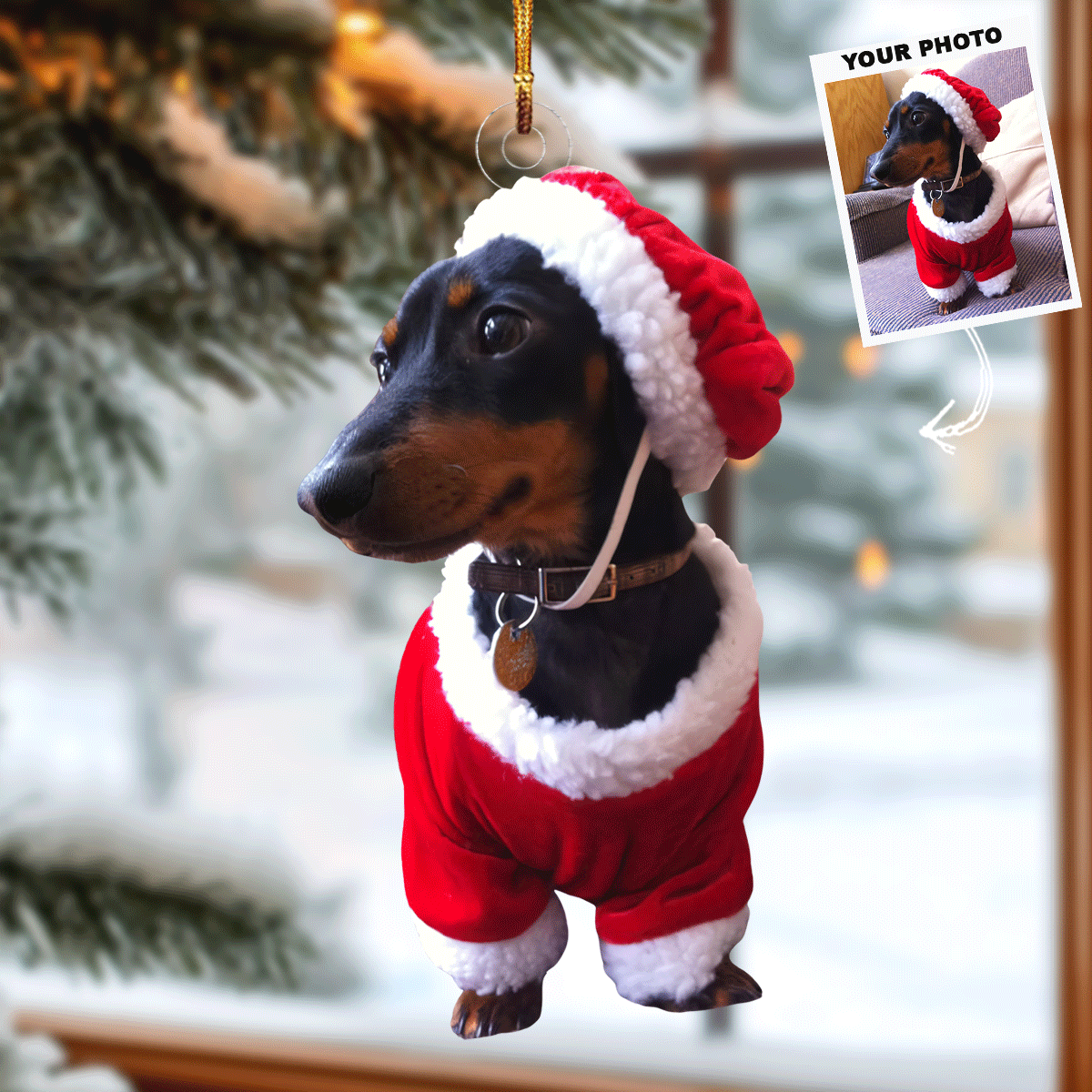 Holly Woof Personalized Photo Mica Ornament Gift For Dog Lovers Dog Owners Family members