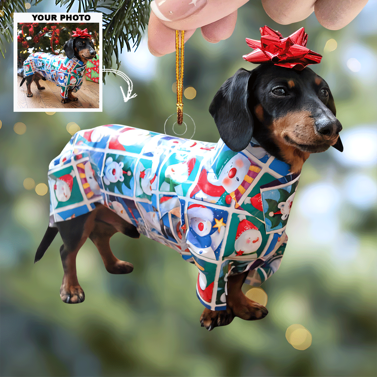 Holly Woof Personalized Photo Mica Ornament Gift For Pet Lovers Pet Owners Family members