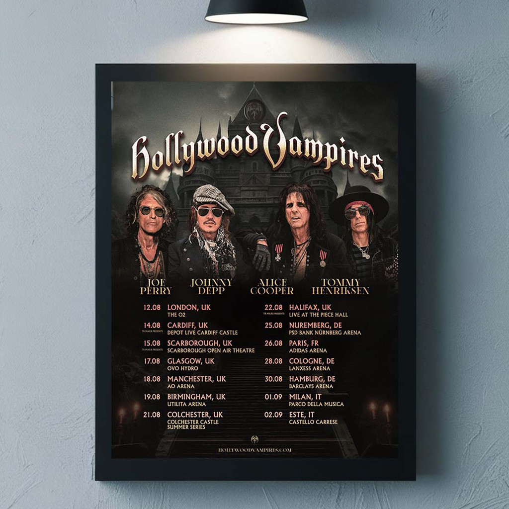 Hollywood Vampires UK And Europe 2026 Tour Schedule Dates Poster Hollywood Vampires Merch