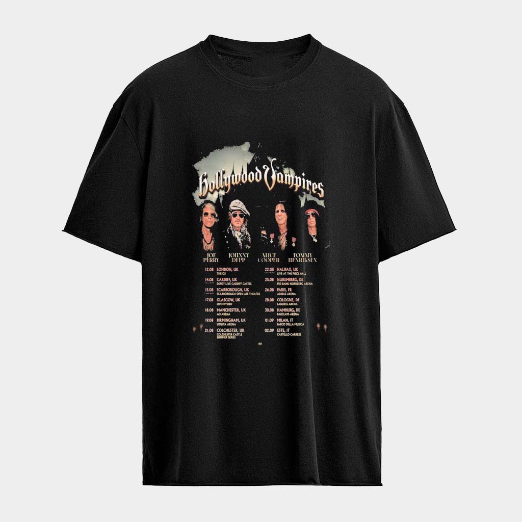 Hollywood Vampires UK And Europe Tour 2026 T-Shirt Hollywood Vampires Merch Fans Gifts