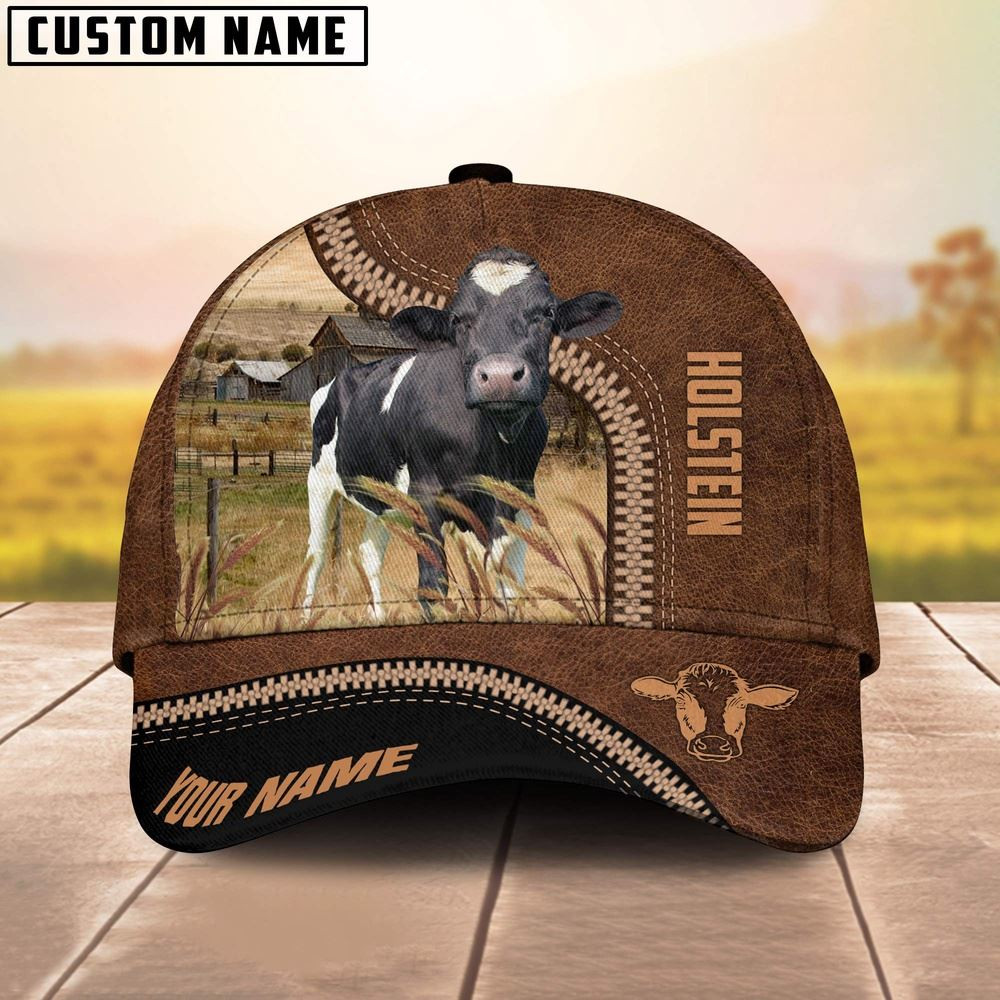 Holstein Cattle Customized Name 3D Printed Cap Farm Cap Farmer Baseball Cap Gift For Farmer