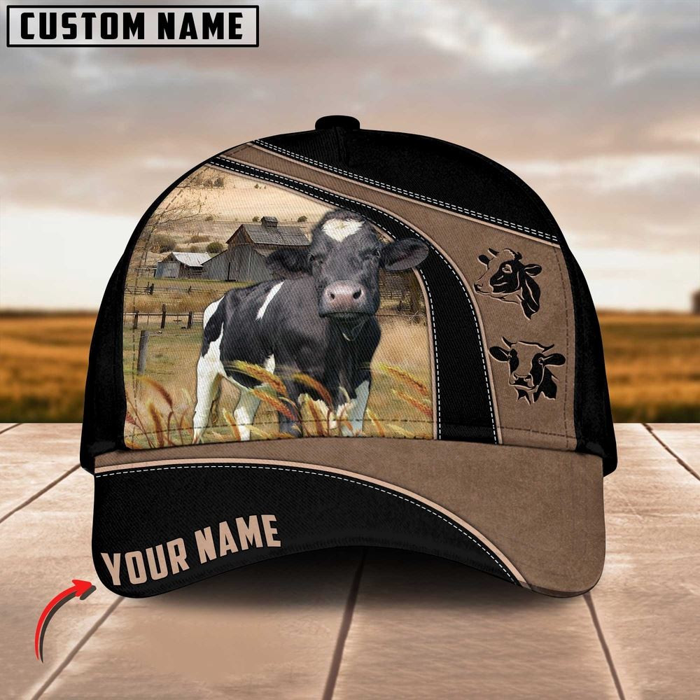 Holstein Cattle Customized Name Black Brown Cap Farm Cap Farmer Baseball Cap Gift For Farmer