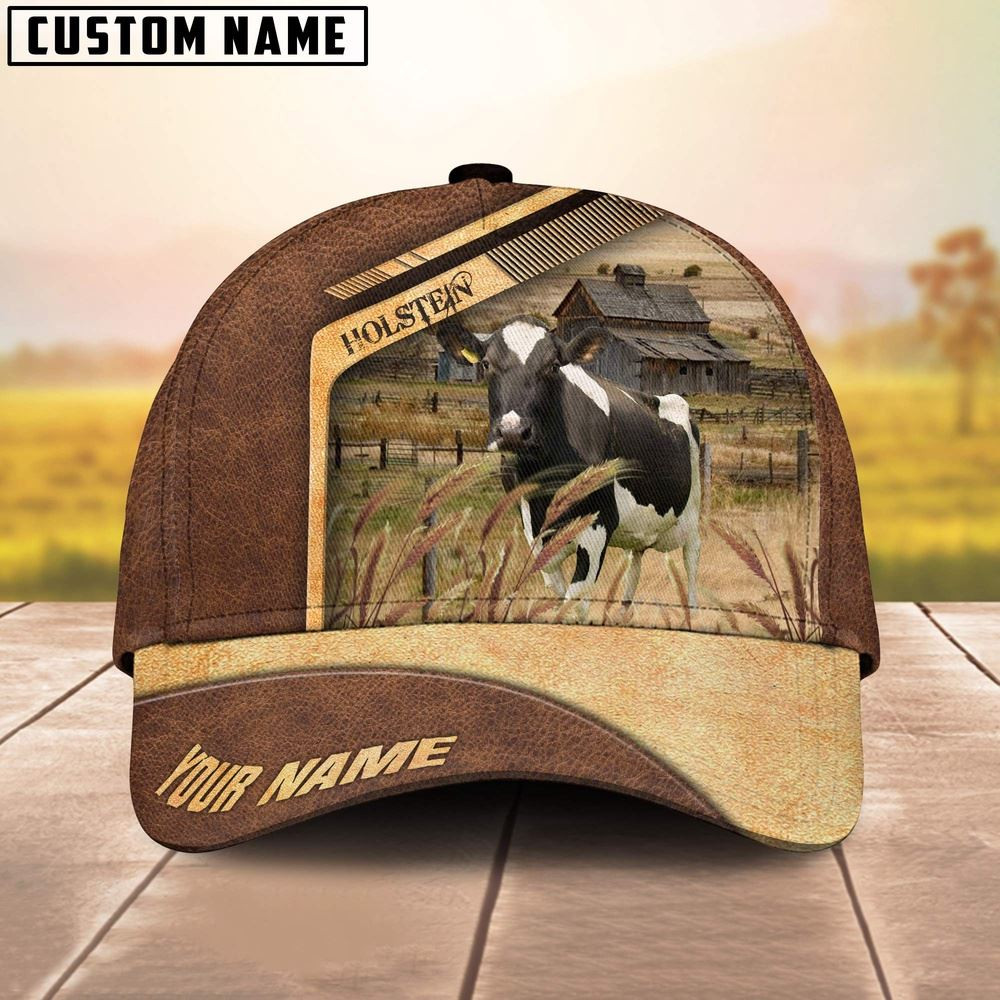 Holstein Cattle Customized Name Brown Farm Cap Farm Cap Farmer Baseball Cap Gift For Farmer