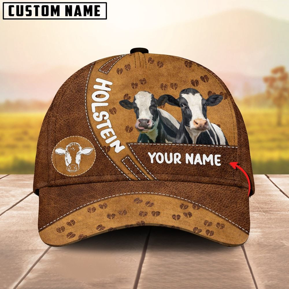 Holstein Cattle Happiness Brown Yellow Customized Name Cap Farm Cap Farmer Baseball Cap Gift For Farmer