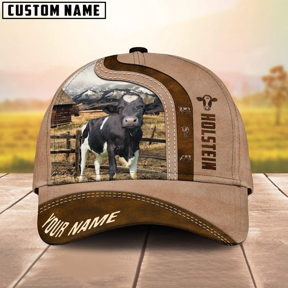 Holstein Custom Name Light Brown Cap Farm Cap Farmer Baseball Cap Gift For Farmer