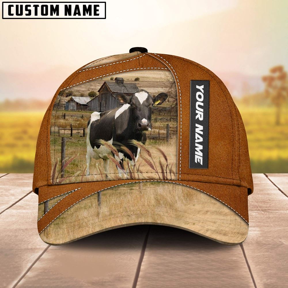 Holstein Customized Name Brown Cap Farm Cap Farmer Baseball Cap Gift For Farmer