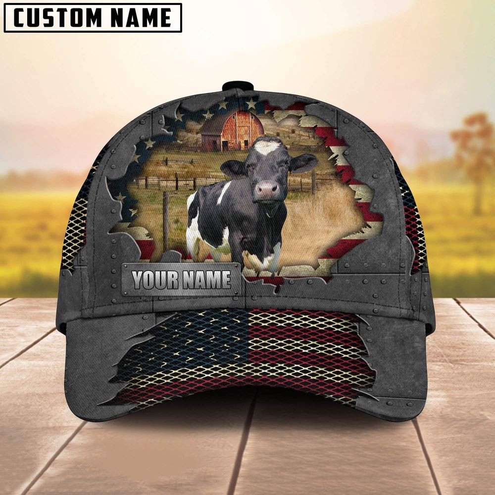 Holstein Customized Name US Flag Net Cap Farm Cap Farmer Baseball Cap Gift For Farmer
