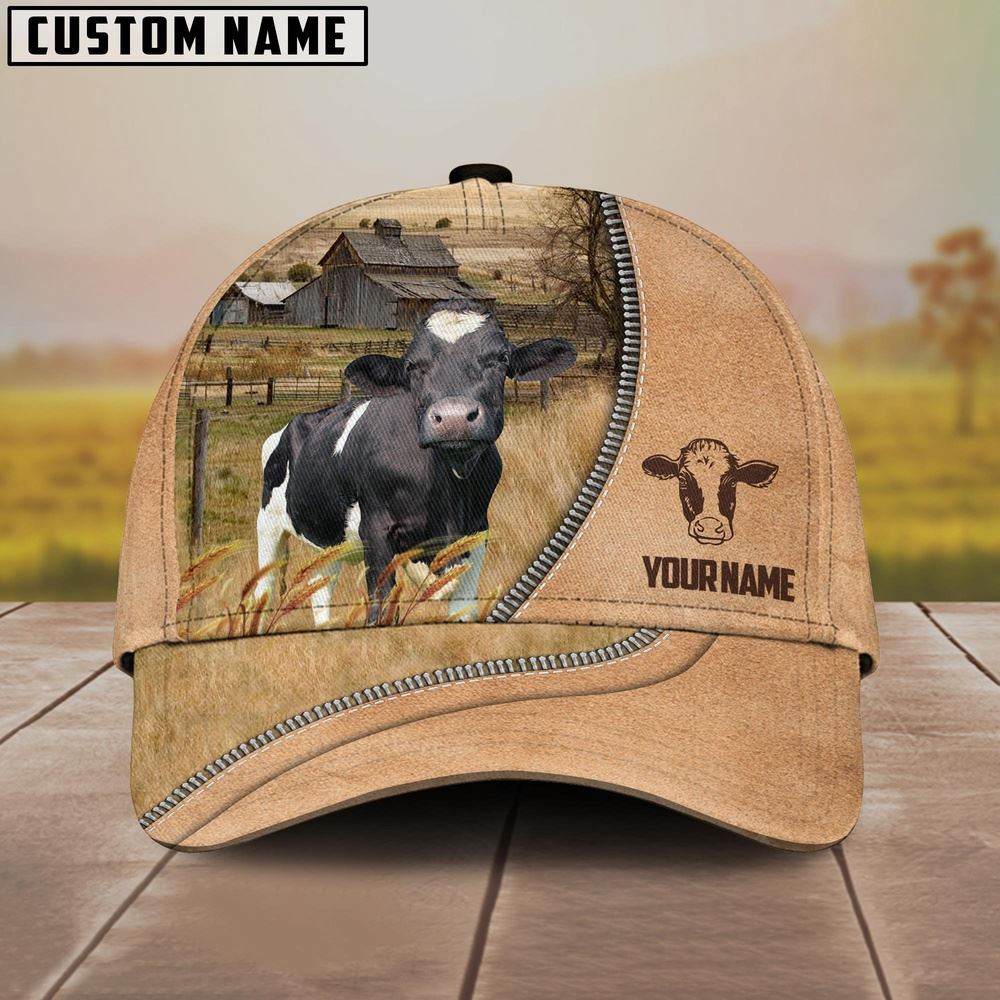Holstein Farming Light Brown Customized Name Cap Farm Cap Farmer Baseball Cap Gift For Farmer