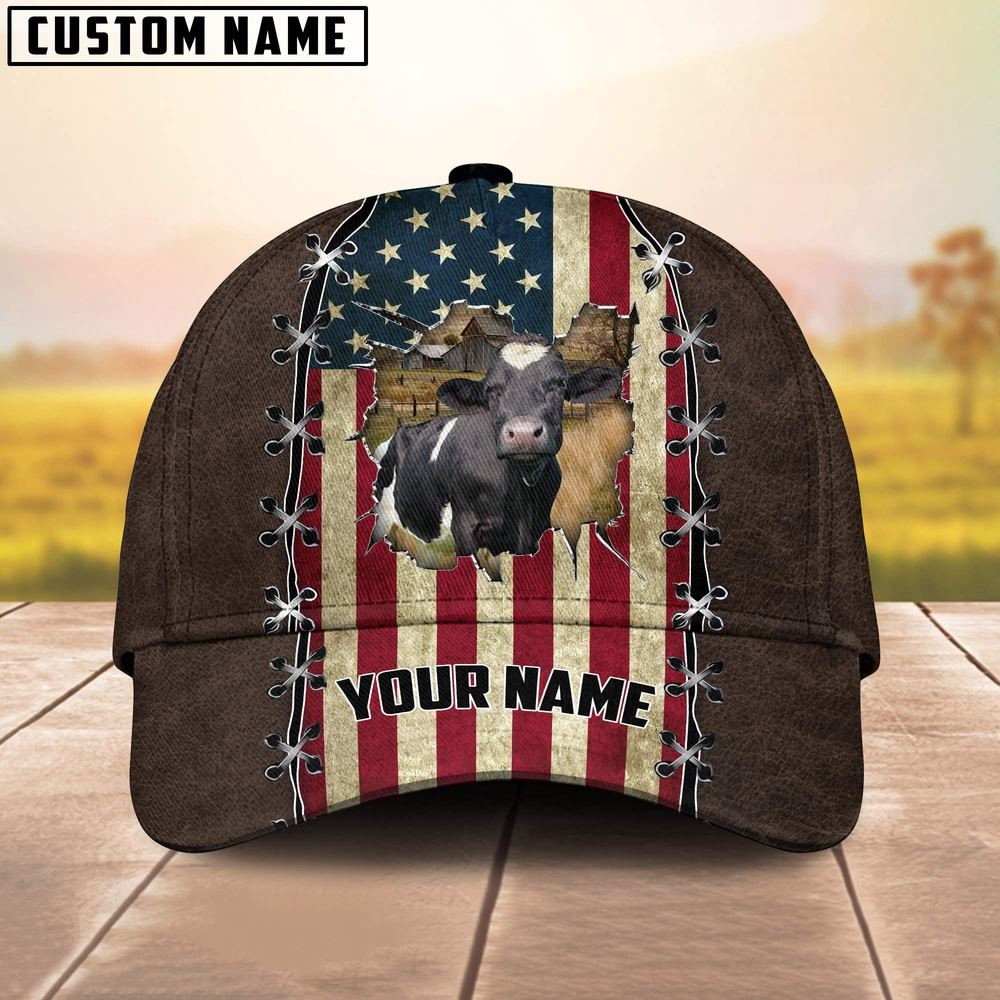 Holstein Flag Customized Name Denim Cap Farm Cap Farmer Baseball Cap Gift For Farmer