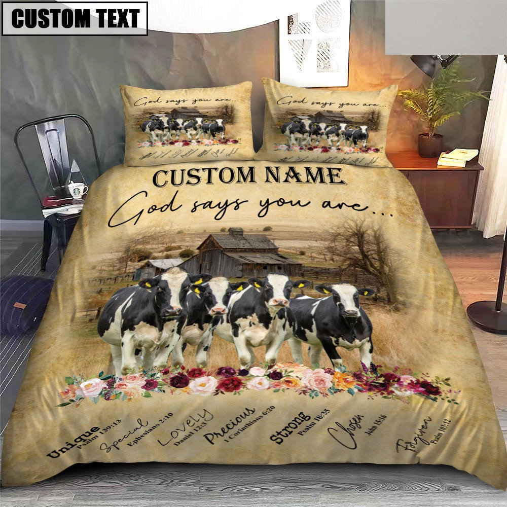 Holstein God Says You Are Custom Name Bedding Set  Anniversary Gifts For Couples