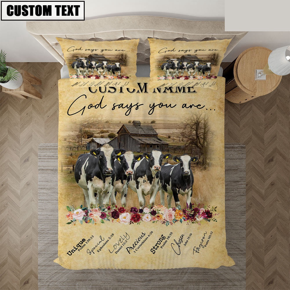 Holstein God Says You Are Custom Name Bedding Set  Anniversary Gifts For Couples