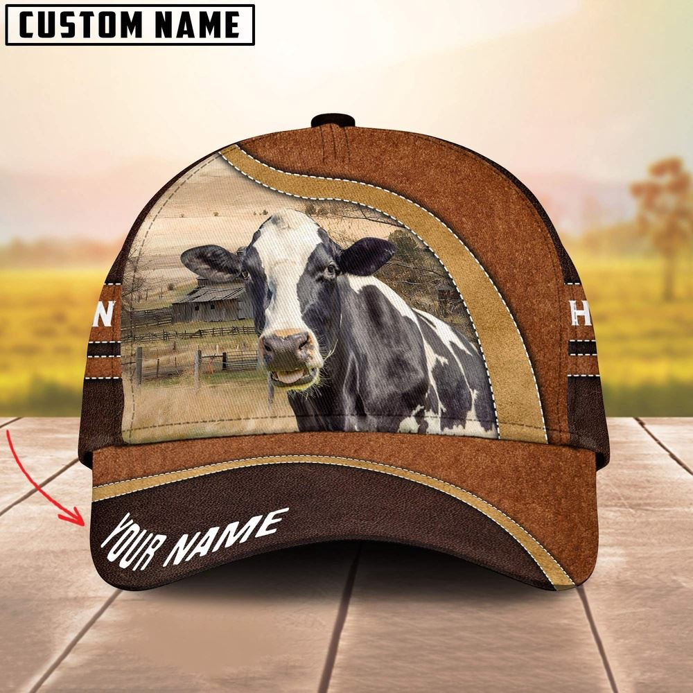 Holstein Happy Face Customized Name Cap Farmer Baseball Cap Gift For Farmer