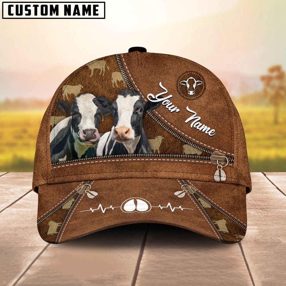 Holstein Heart Line Farm Lover Pattern Customized 3D Cap Farmer Baseball Cap Gift For Farmer