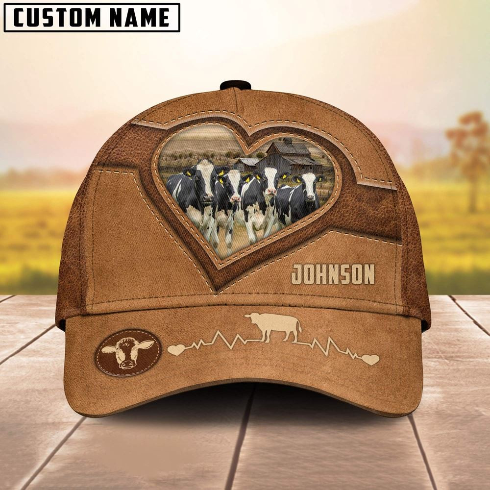 Holstein Heart Shaped Style Customized Name Cap Farmer Baseball Cap Gift For Farmer