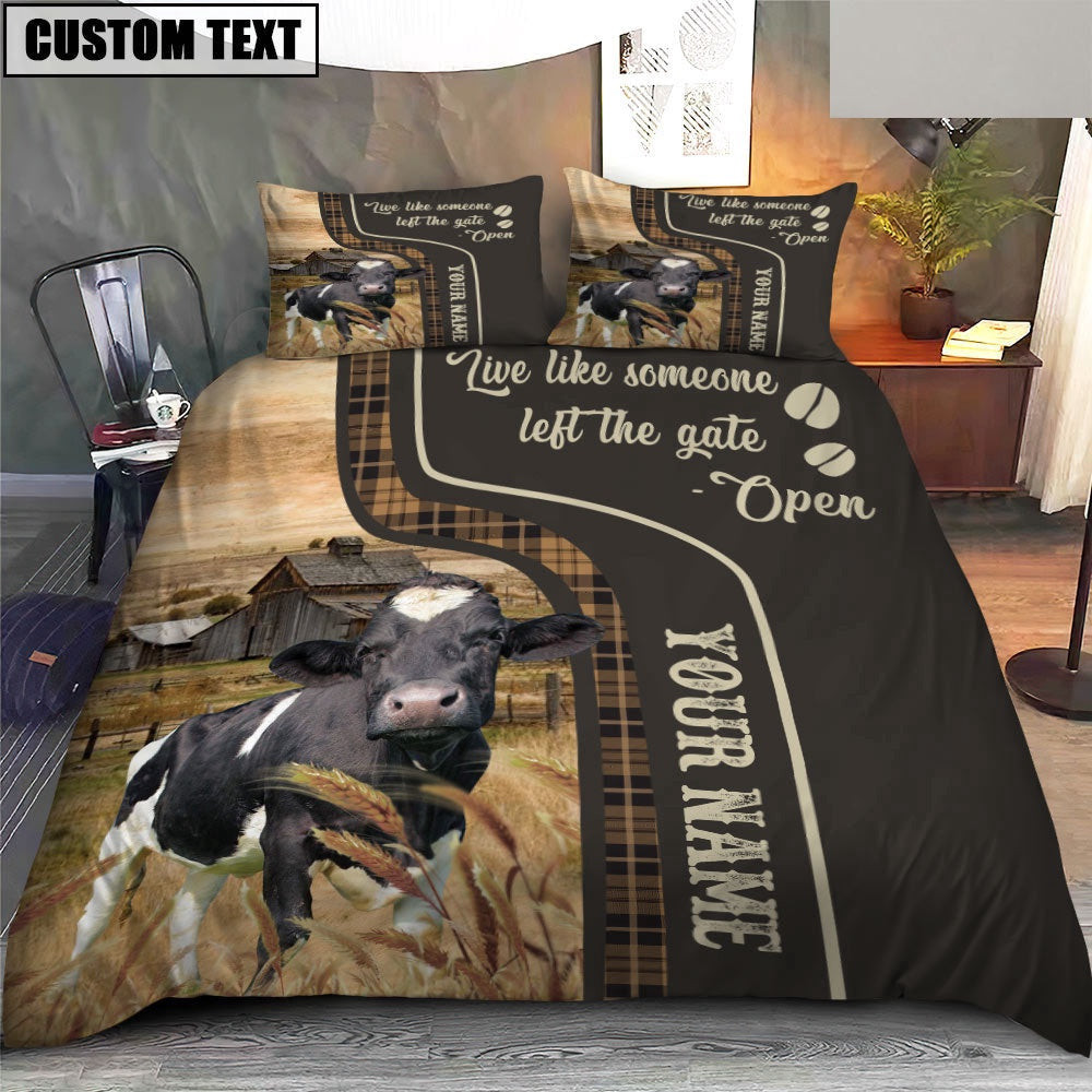 Holstein Like Someone Left The Gate Open Customized Name Bedding Set Anniversary Gifts
