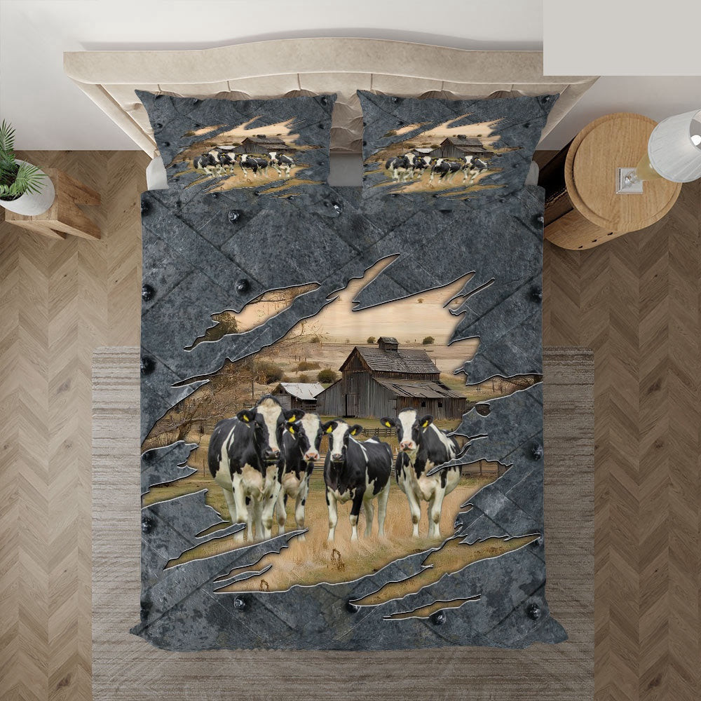 Holstein On The Farm Customized Name Bedding Set Anniversary Gifts For Couples
