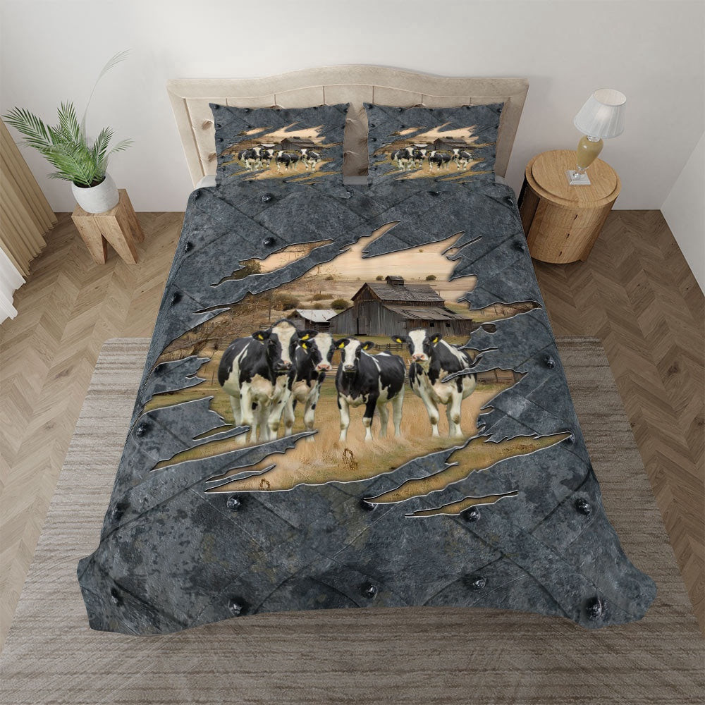 Holstein On The Farm Customized Name Bedding Set Anniversary Gifts For Couples
