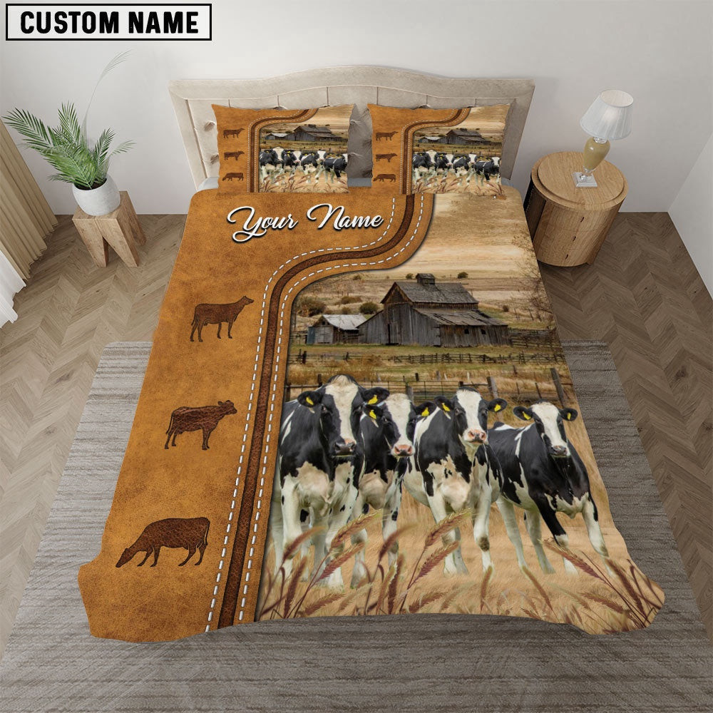 Holstein On The Farm Personalized Name Bedding Set Anniversary Gifts For Couples