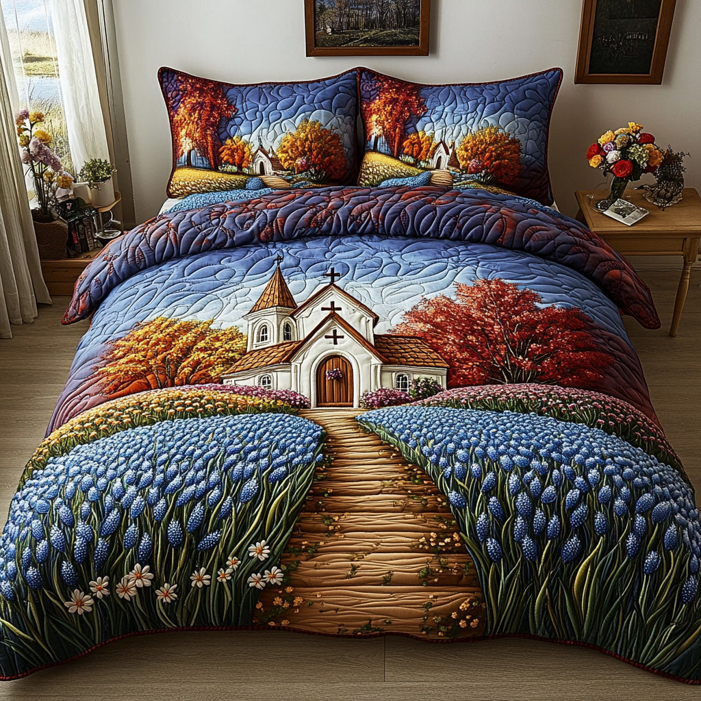 Holy Blossoms Quilted Bedding Set Duvet Cover Bed Sheet Set Christian Gifts For Teens