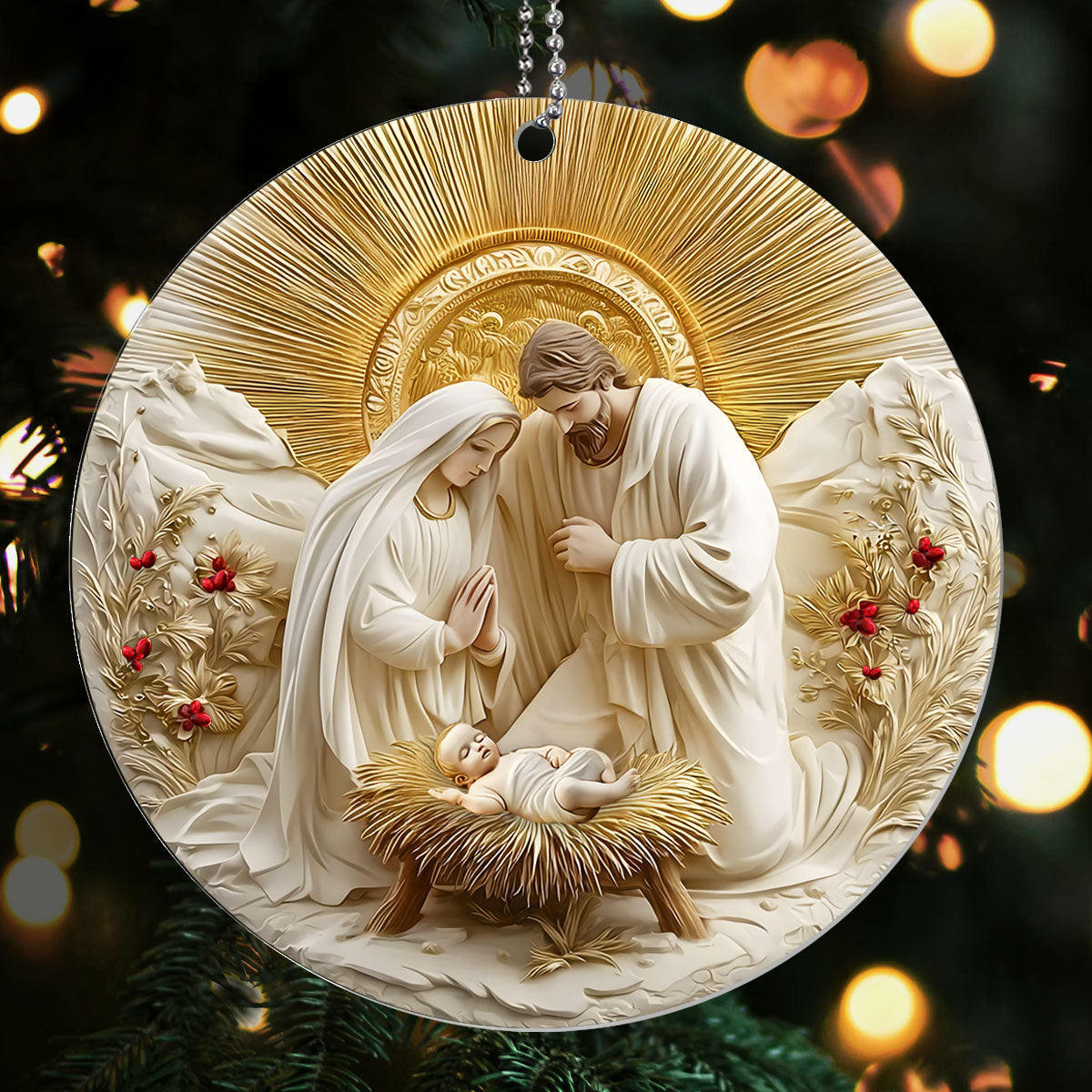 Holy Christ Nativity Christmas Ornament Christian Keepsake Xmas Home Decorations