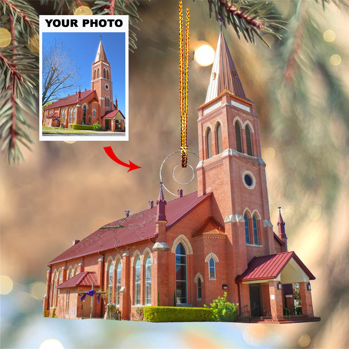 Holy Church Personalized Photo Mica Ornament Gift For Friends Family Members