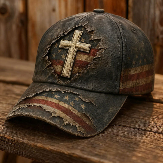 Holy Cross Faith Vintage Hat Christian Baseball Cap Present For Father's Day