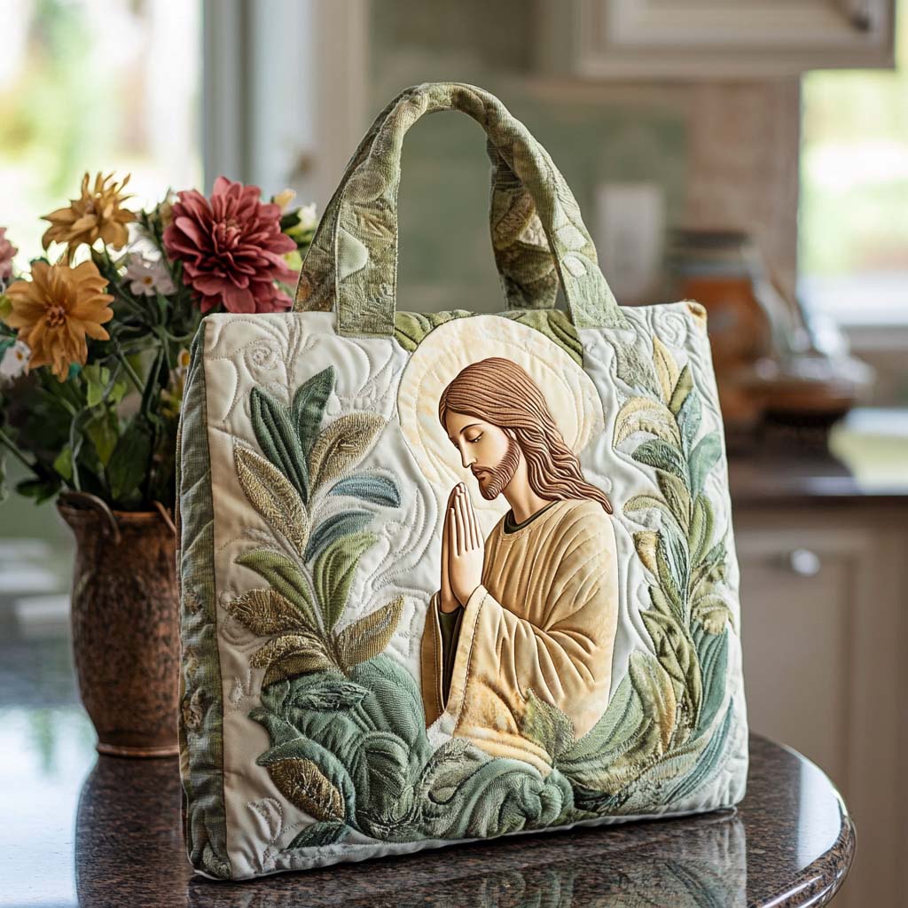 Holy Cross Path Quilted Tote Bag Faith Based Christmas Gifts