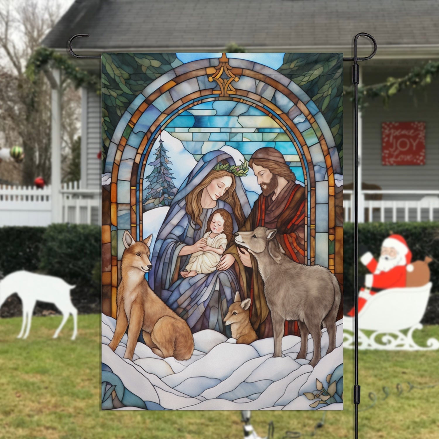 Holy Family A Sign Of Hope And Salvation Christmas Flag Holiday Decor Religious Christmas Gifts