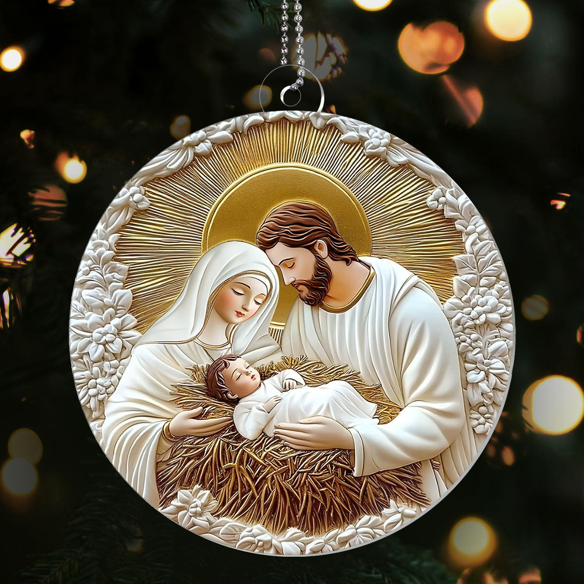 Holy Family Blessing Christmas Ornament Christian Keepsake Xmas Home Decorations