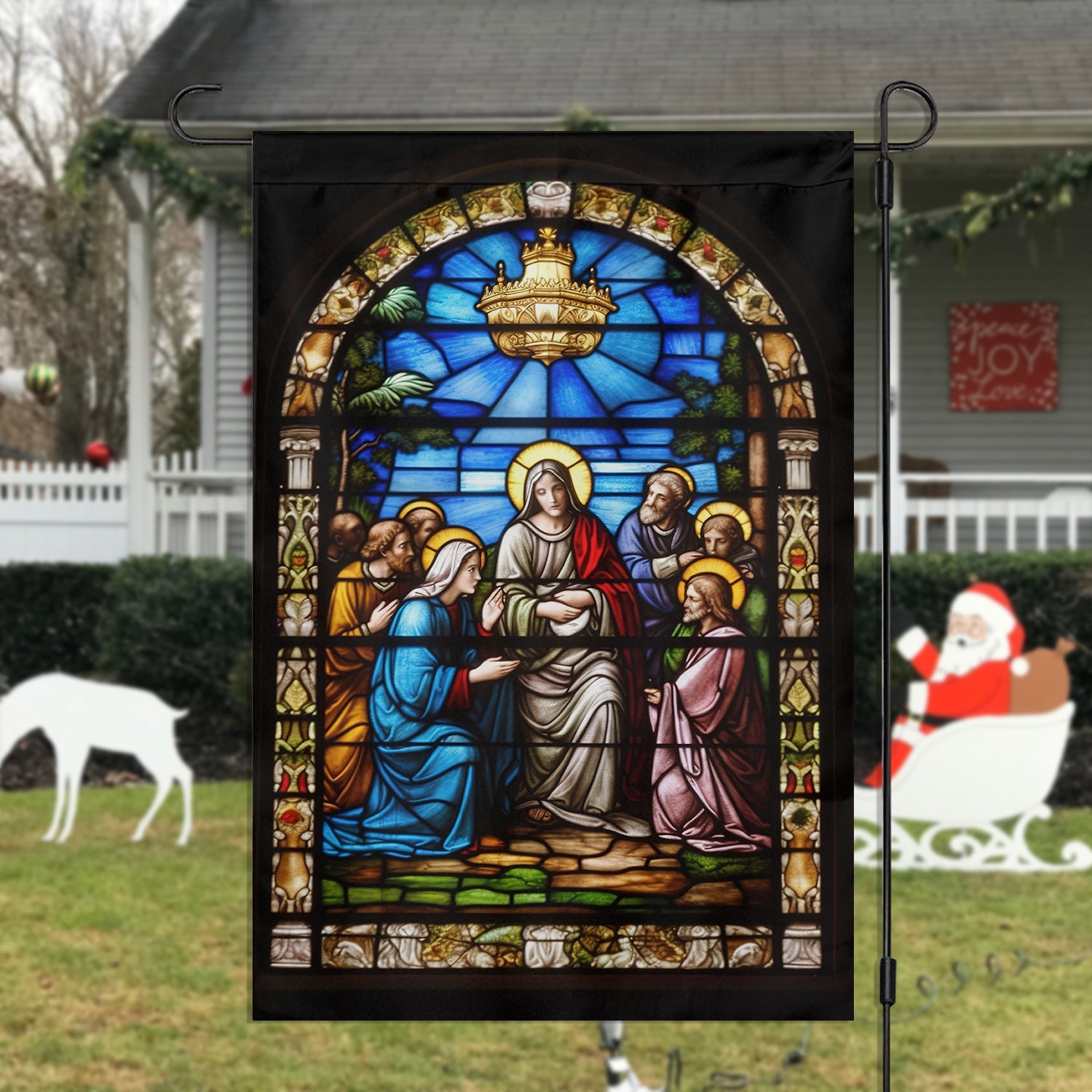 Holy Family Depiction Of Mary Christmas Garden Flag Xmas Decor Christian Christmas Gifts