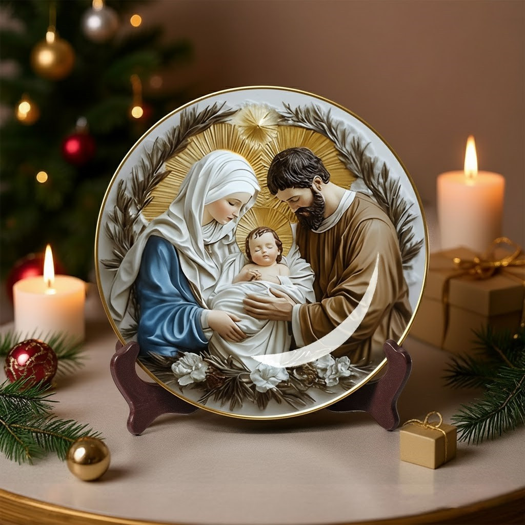 Holy Family Nativity Christmas Ceramic Plate Decoration Xmas Presents For Wife