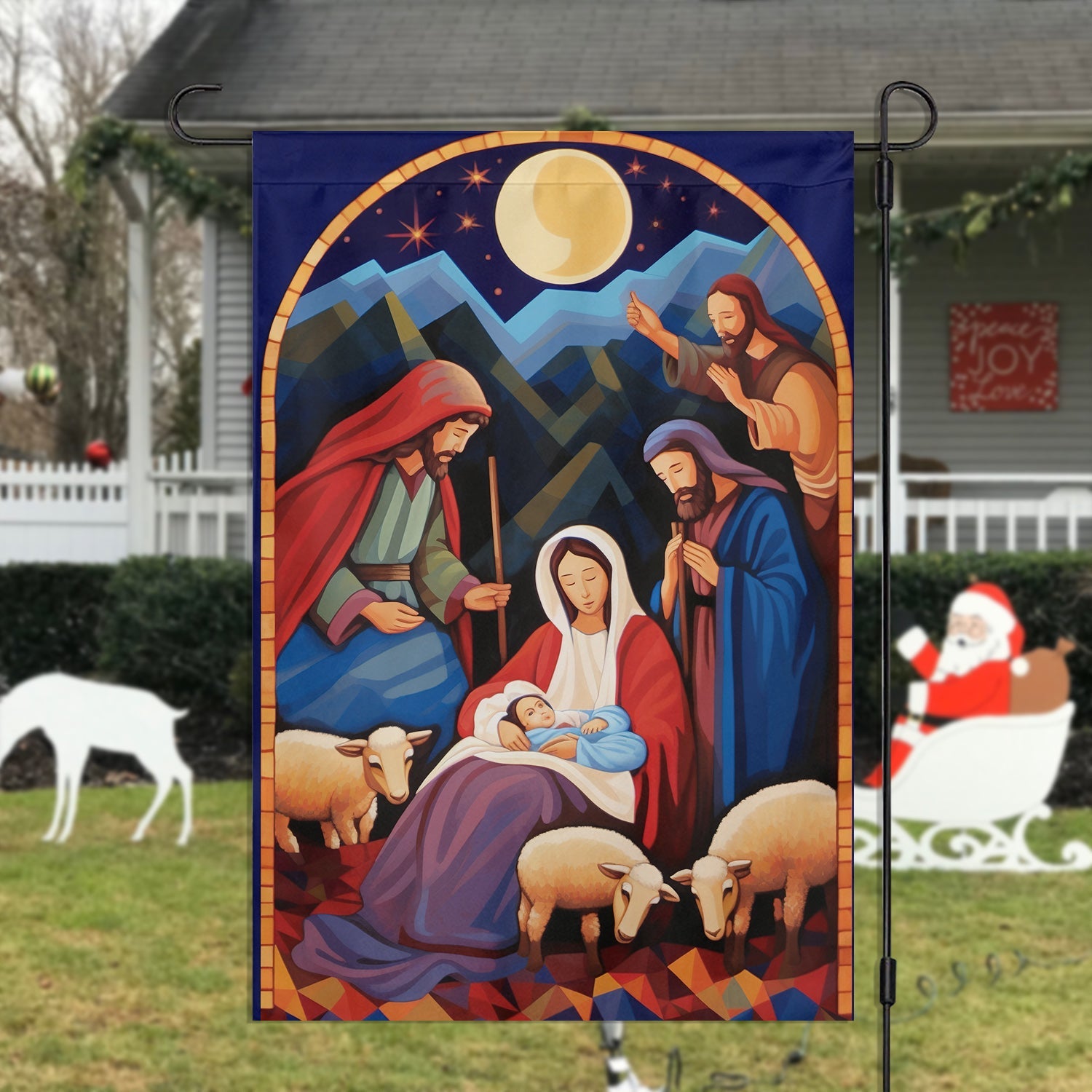 Holy Family Nativity Night Christmas Garden Flag Christmas Home Decor Xmas Gifts For Christians