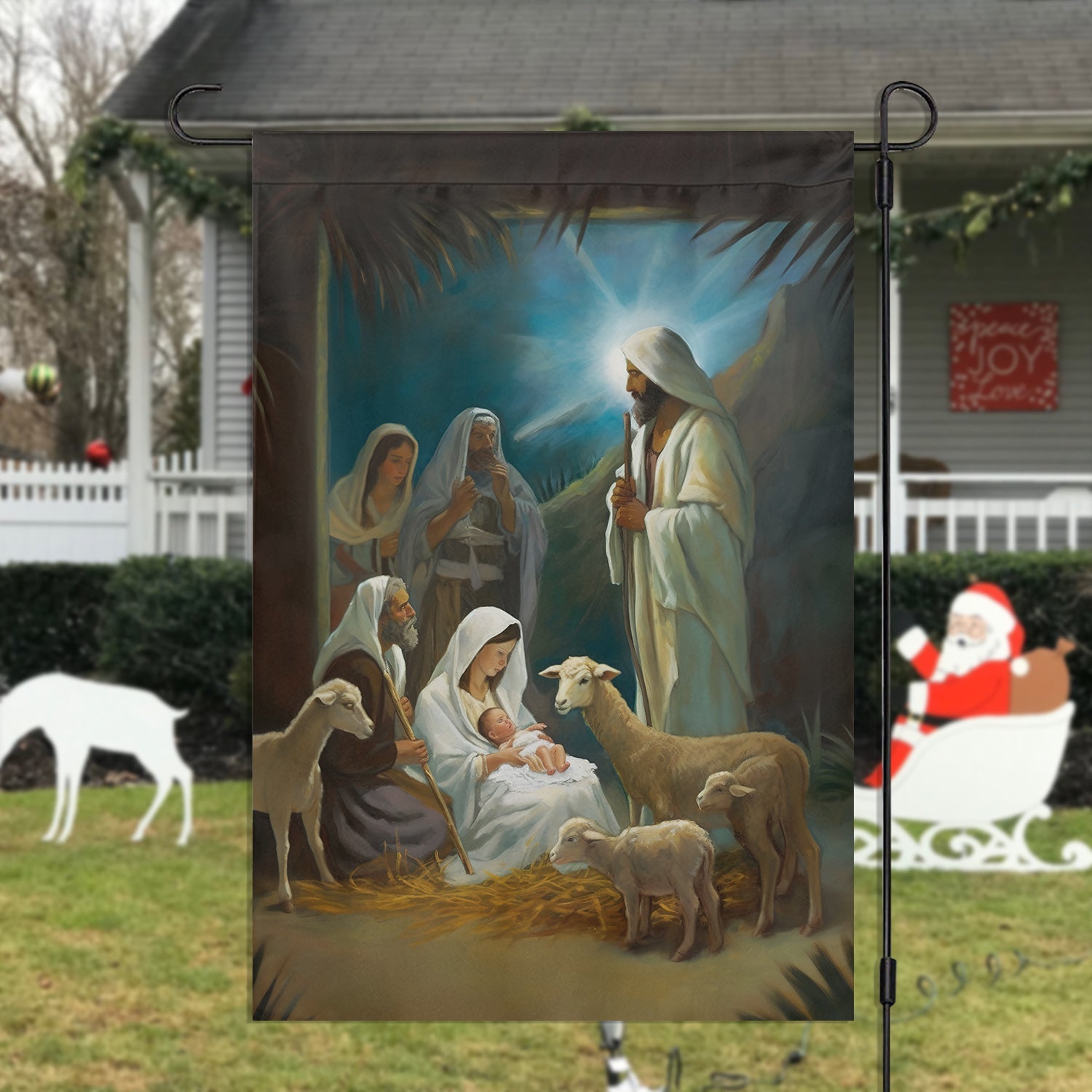 Holy Family Nativity Scene Displayed On A Winter Christmas Garden Flag Xmas Decor Gift Ideas