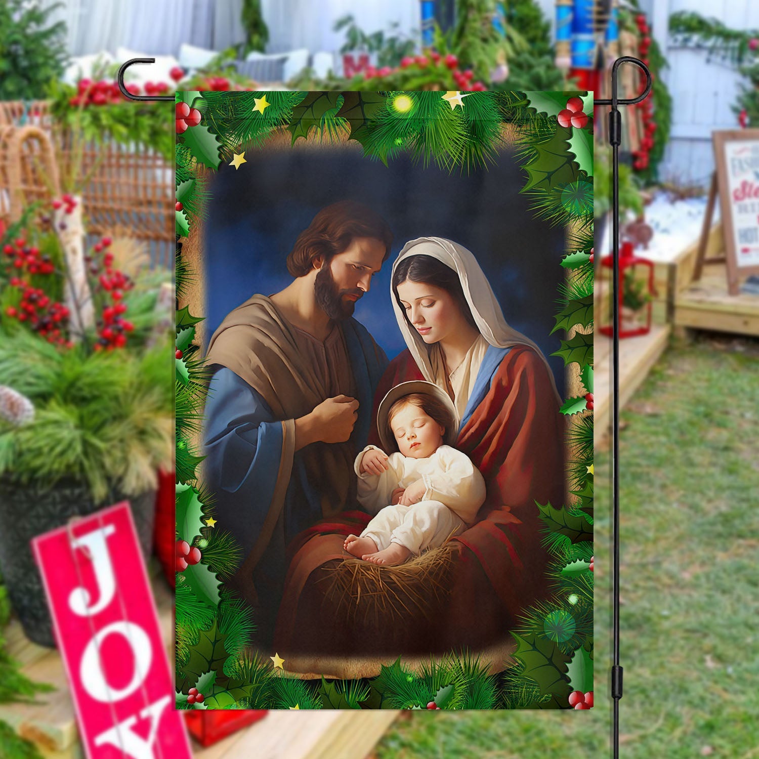 Holy Family On Christmas Christians Garden Flag Nativity Christians Flag Gift Ideas
