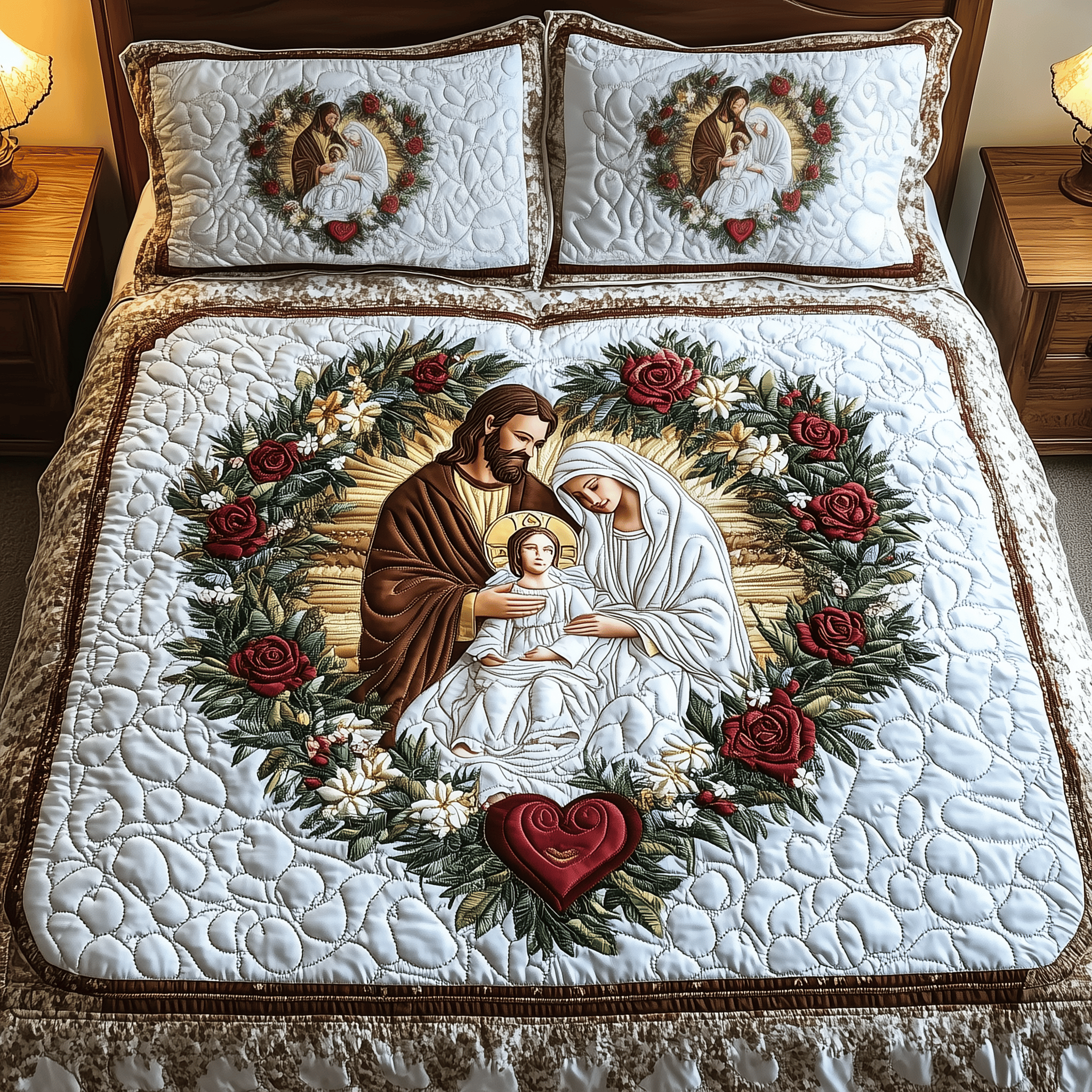 Holy Family Quilted Bedding Set Christmas Bedding Set Christmas Gifts For Newlyweds