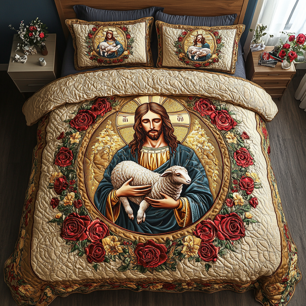 Holy Grace Quilted Bedding Set Best Comforter Sets Presents For Christians