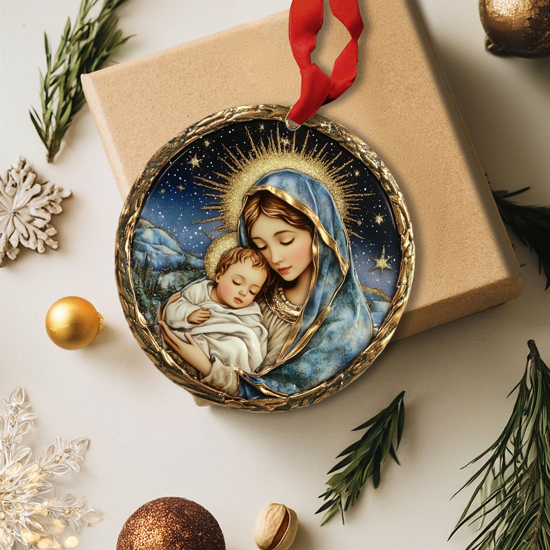 Holy Mother and Child Christmas Ornament Top Xmas Gifts For Your Mother