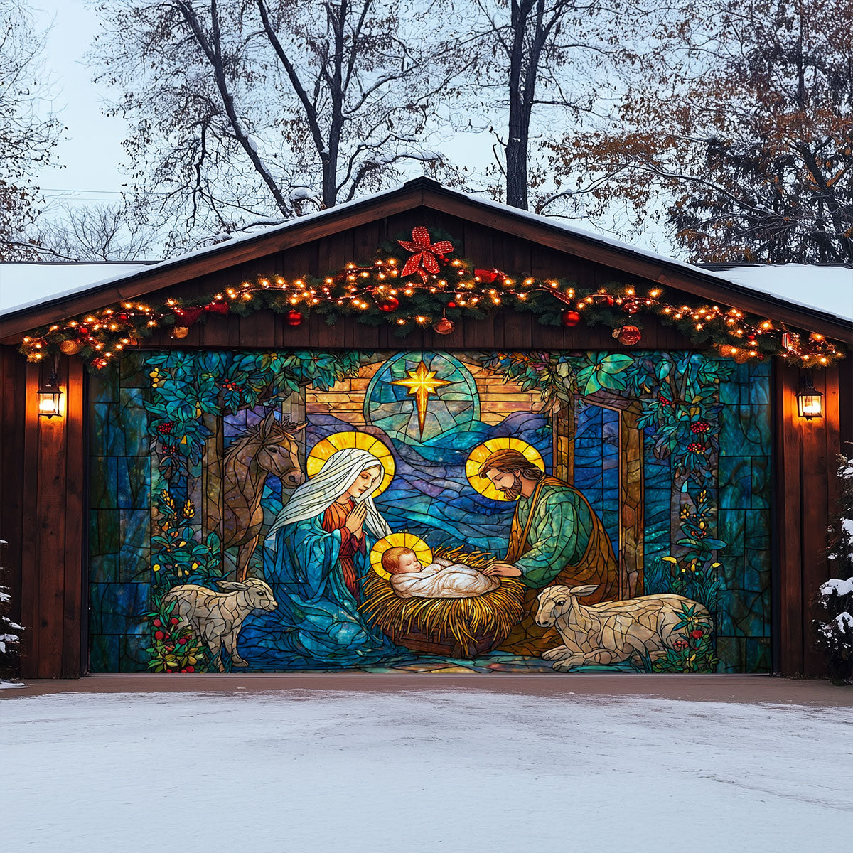 Holy Nativity Christmas Garage Door Banner Outdoor Decorations Christmas Gifts For Christians
